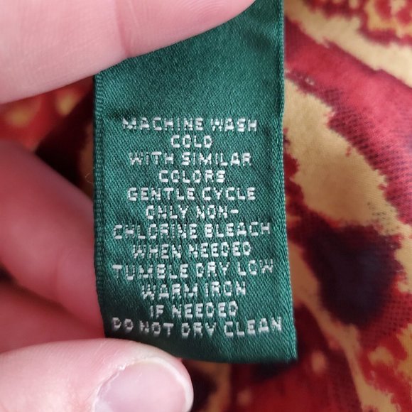 Ralph Lauren Womens Red Tan Southwest Popover Blouse Size XL Long Sleeve Flowy - Picture 4 of 8